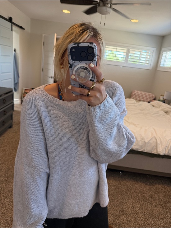Abercrombie & Fitch Sweaters - Abercrombie Oversized Cozy Crewneck Women’s Sweater Light Blue/Gray